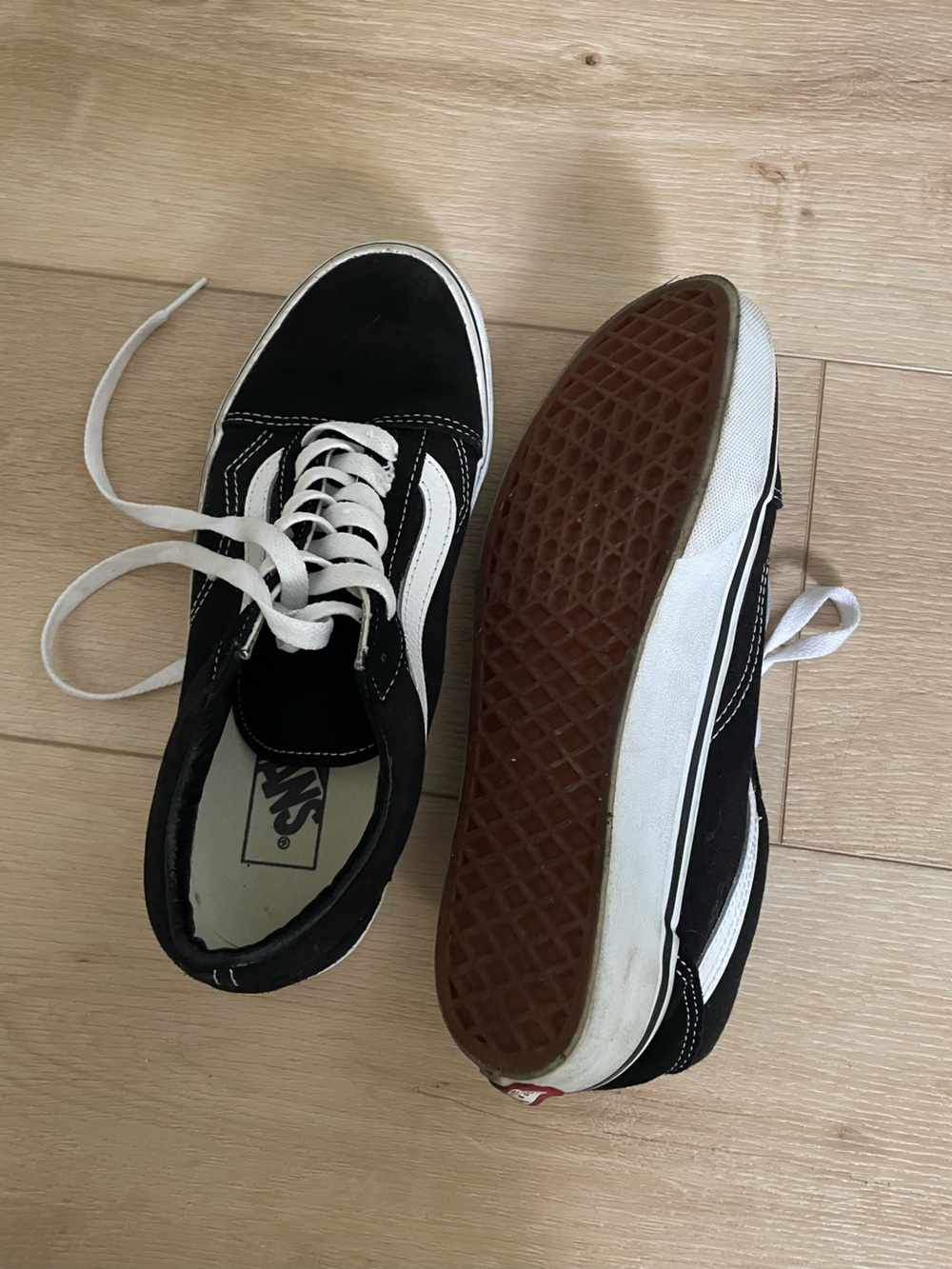 Vans Black and White Old Skool Low-Top Skate Sneakers